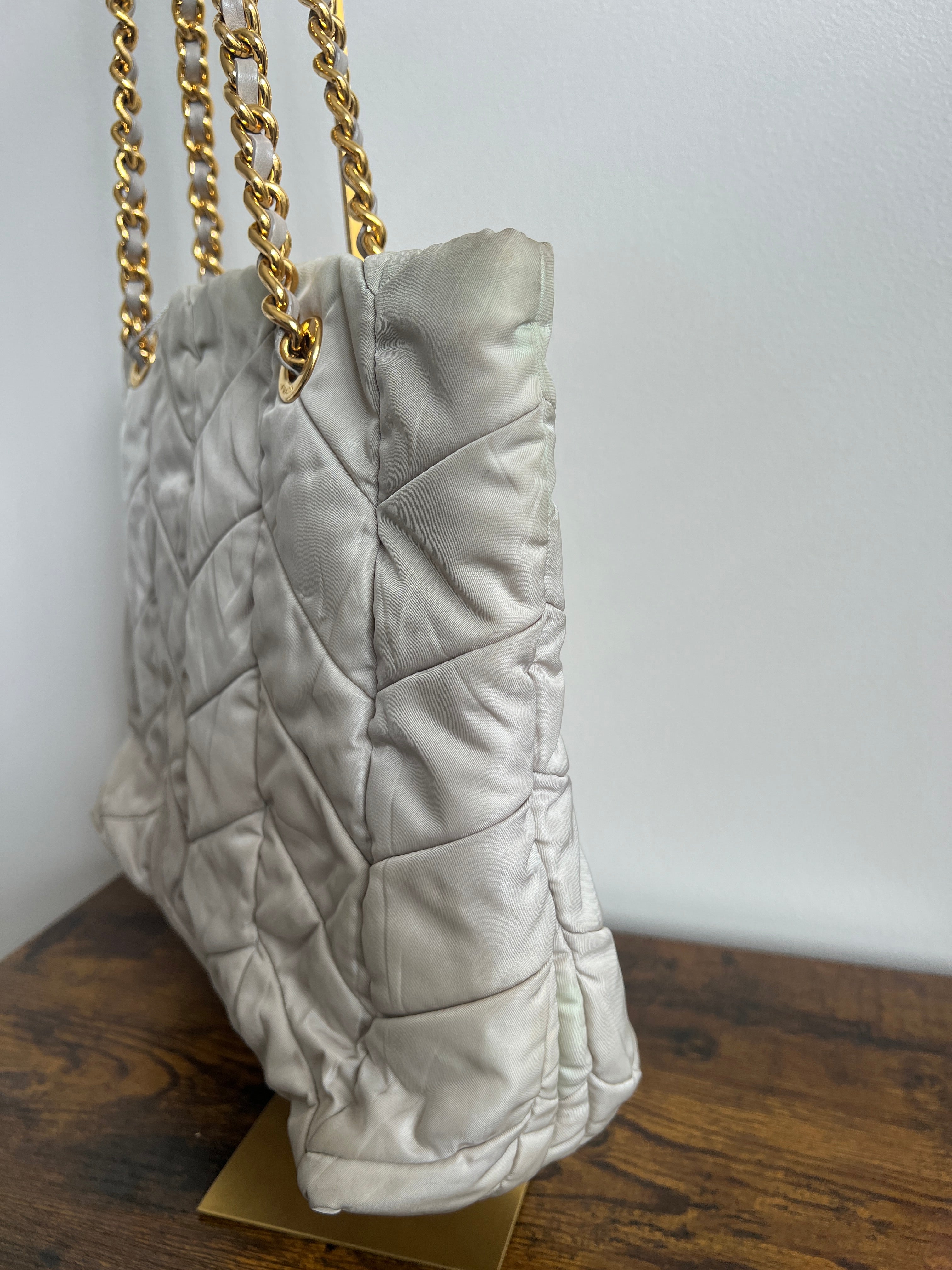 Prada Diagramme Quilted Nylon Chain Tote