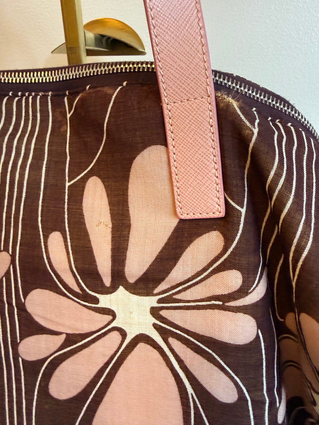 Prada 2WAY Printed Canvas Floral Tote Bag