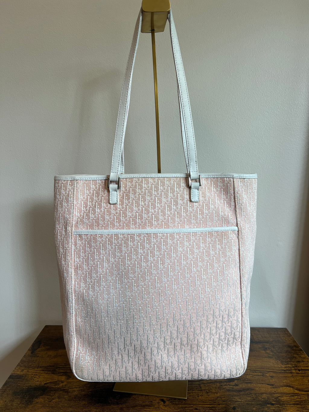 Christian Dior Pink Trotter Canvas Shoulder Tote