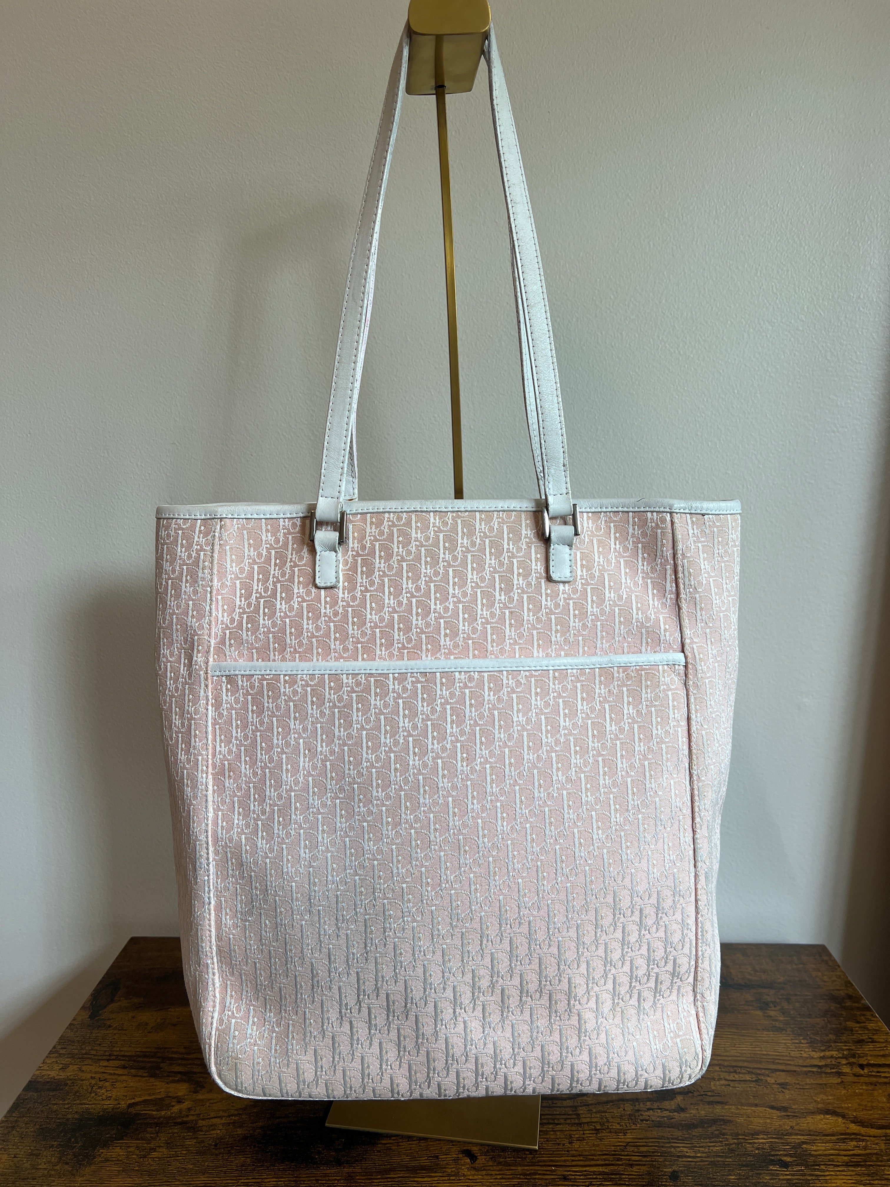 Christian Dior Pink Trotter Canvas Shoulder Tote