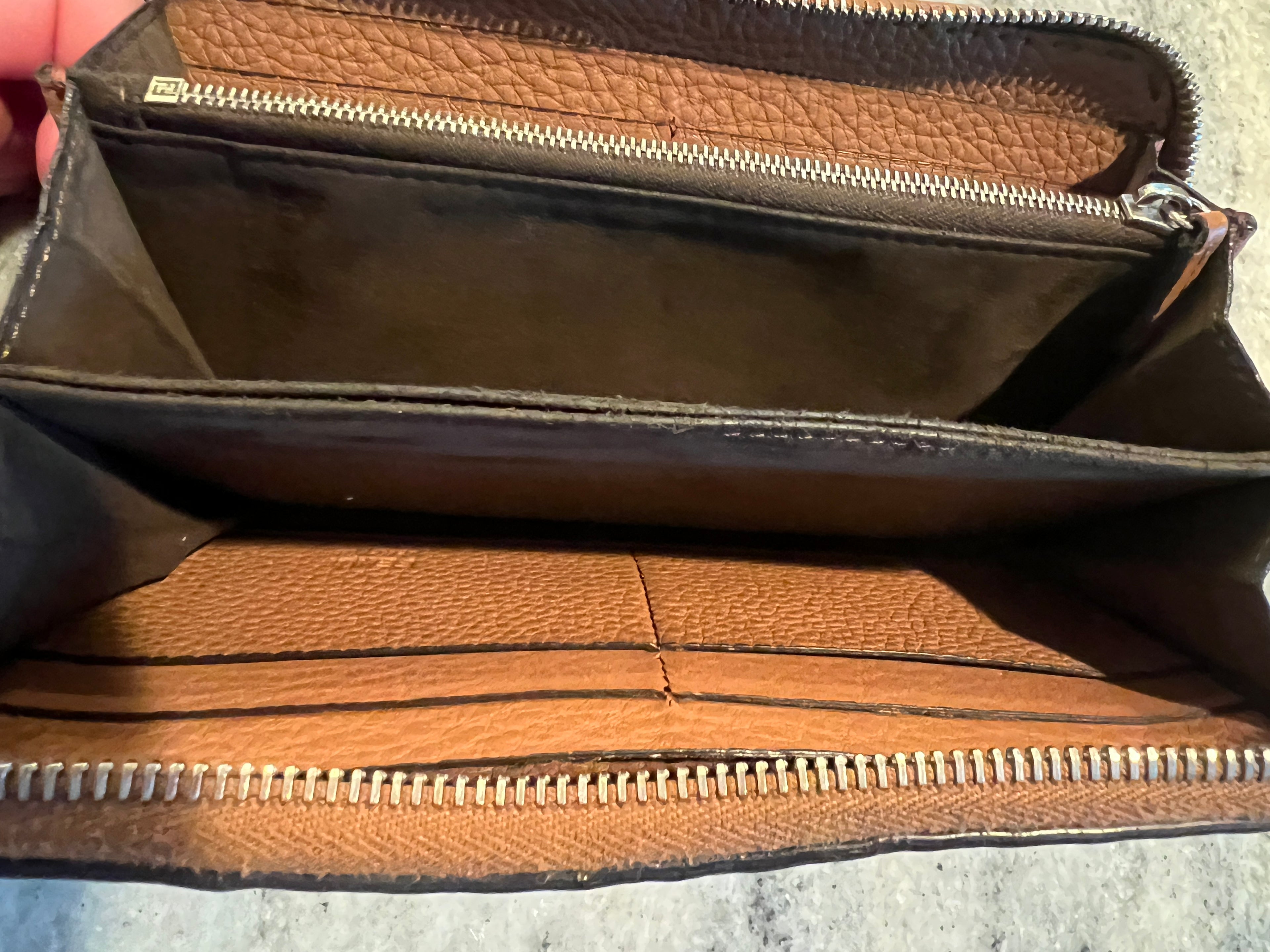 Fendi Selleria Leather Zip Around Wallet