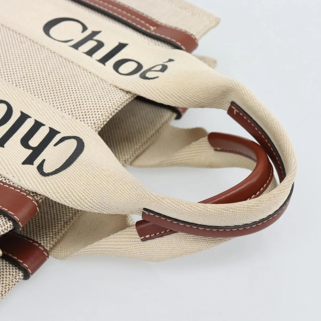 Chloe Woody Small Tote — Canvas & Leather, Signature Jacquard Straps