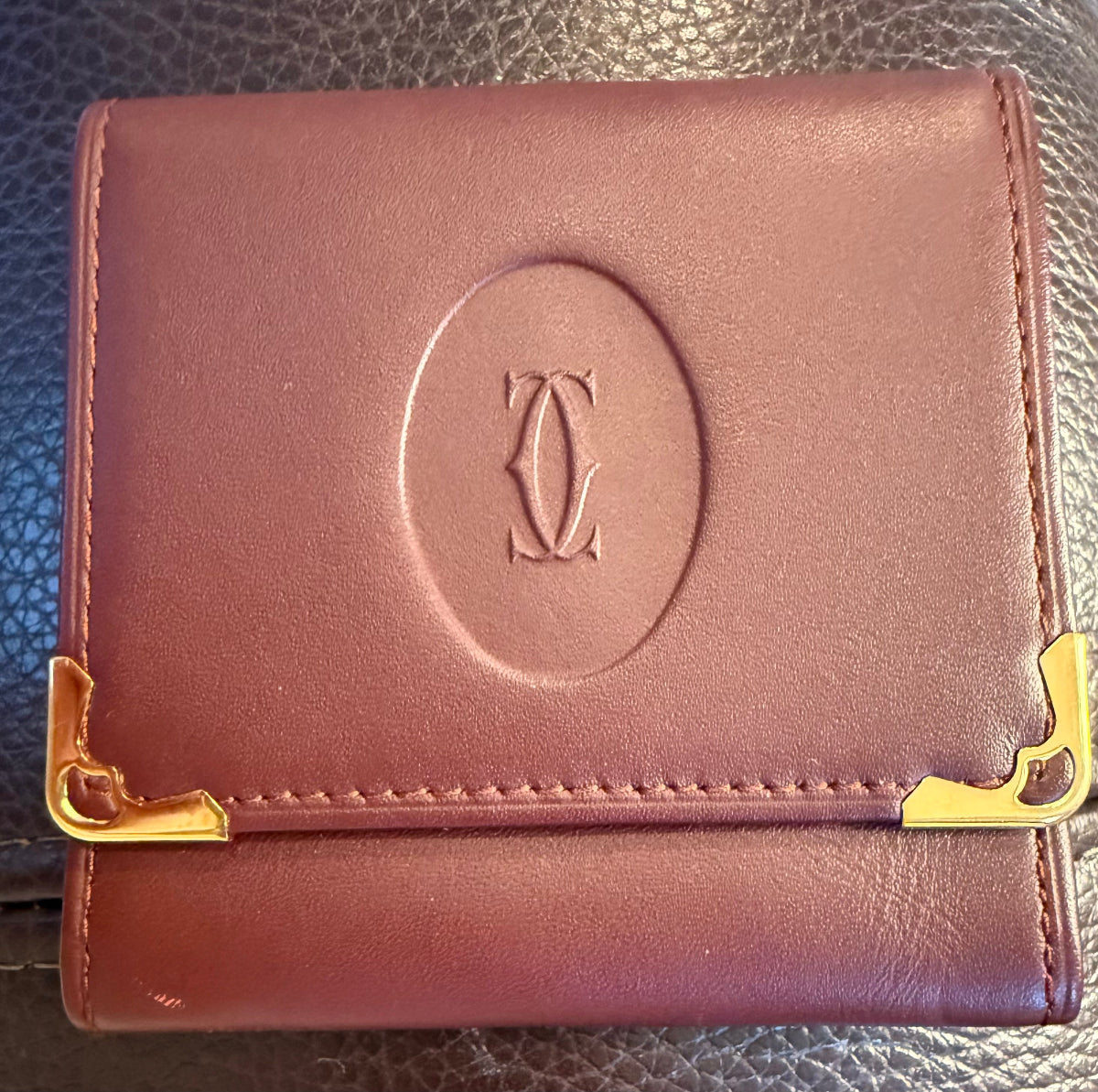 Must de Cartier Vintage Bordeaux Leather Coin Case