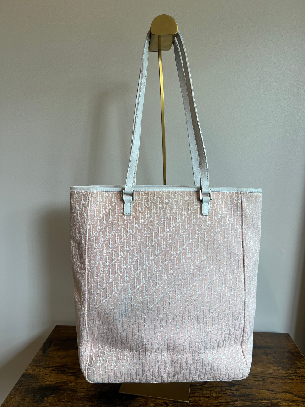Christian Dior Pink Trotter Canvas Shoulder Tote