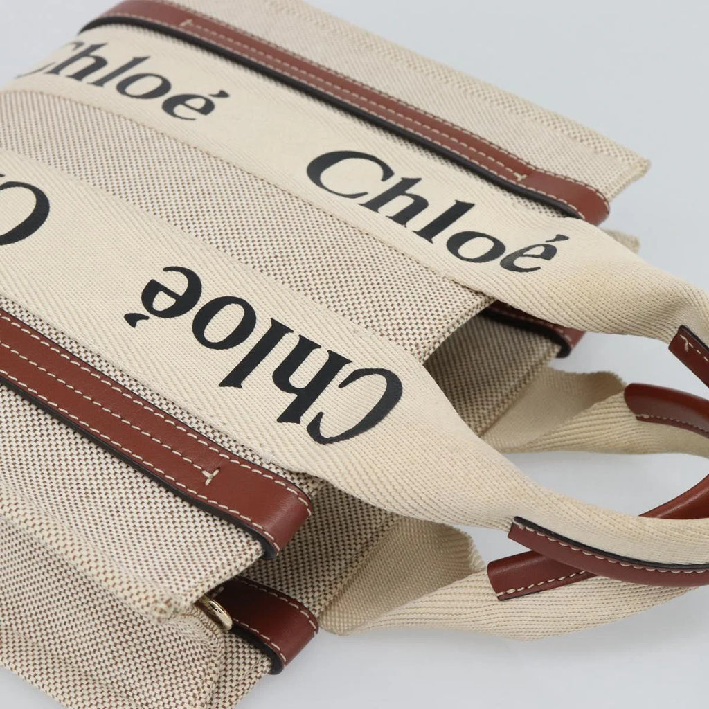Chloe Woody Small Tote — Canvas & Leather, Signature Jacquard Straps