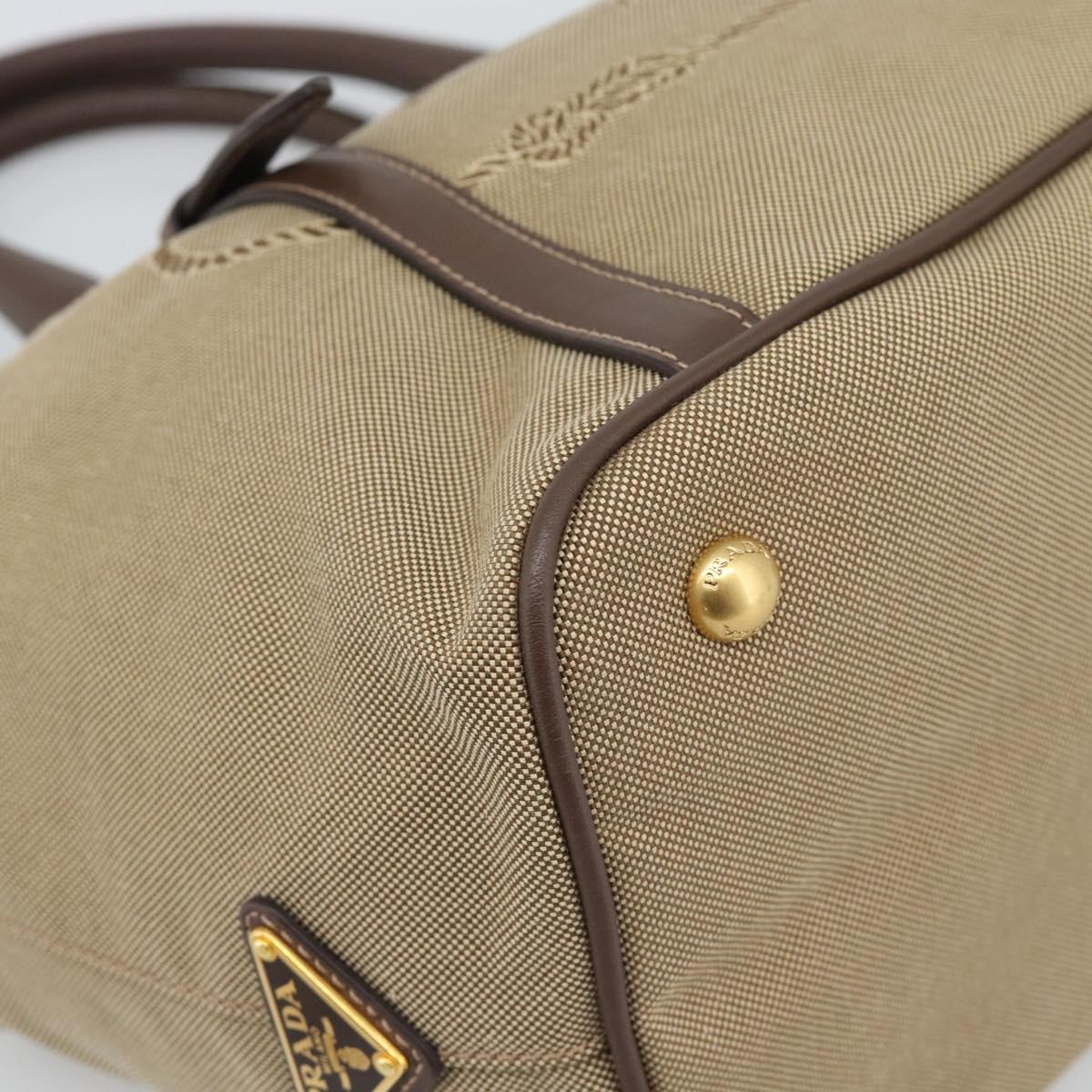 Prada Canapa Jacquard Logo Tote — Khaki Canvas, Brown Leather Trim