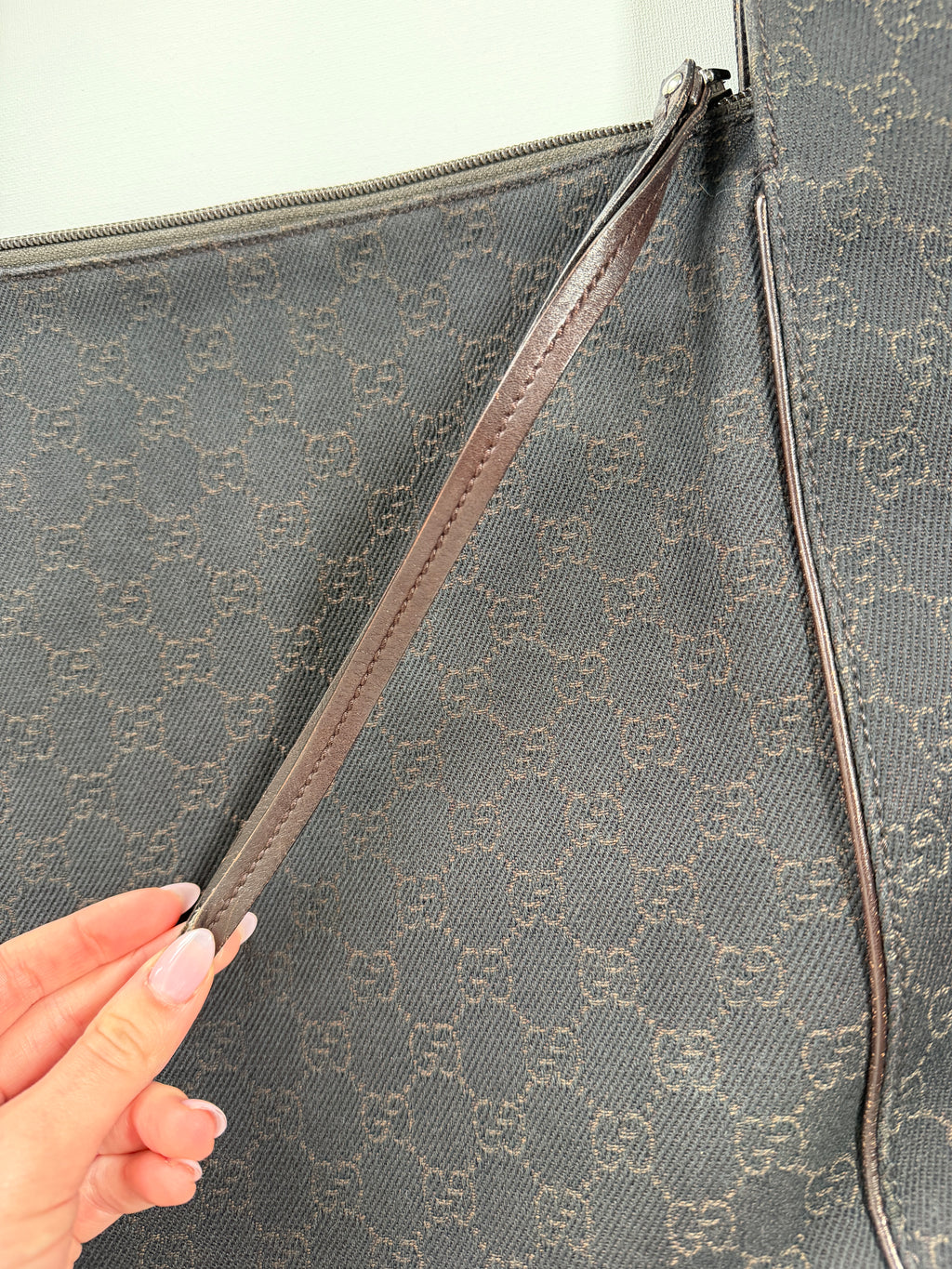 Gucci Monogram Hobo Canvas Shoulder Bag
