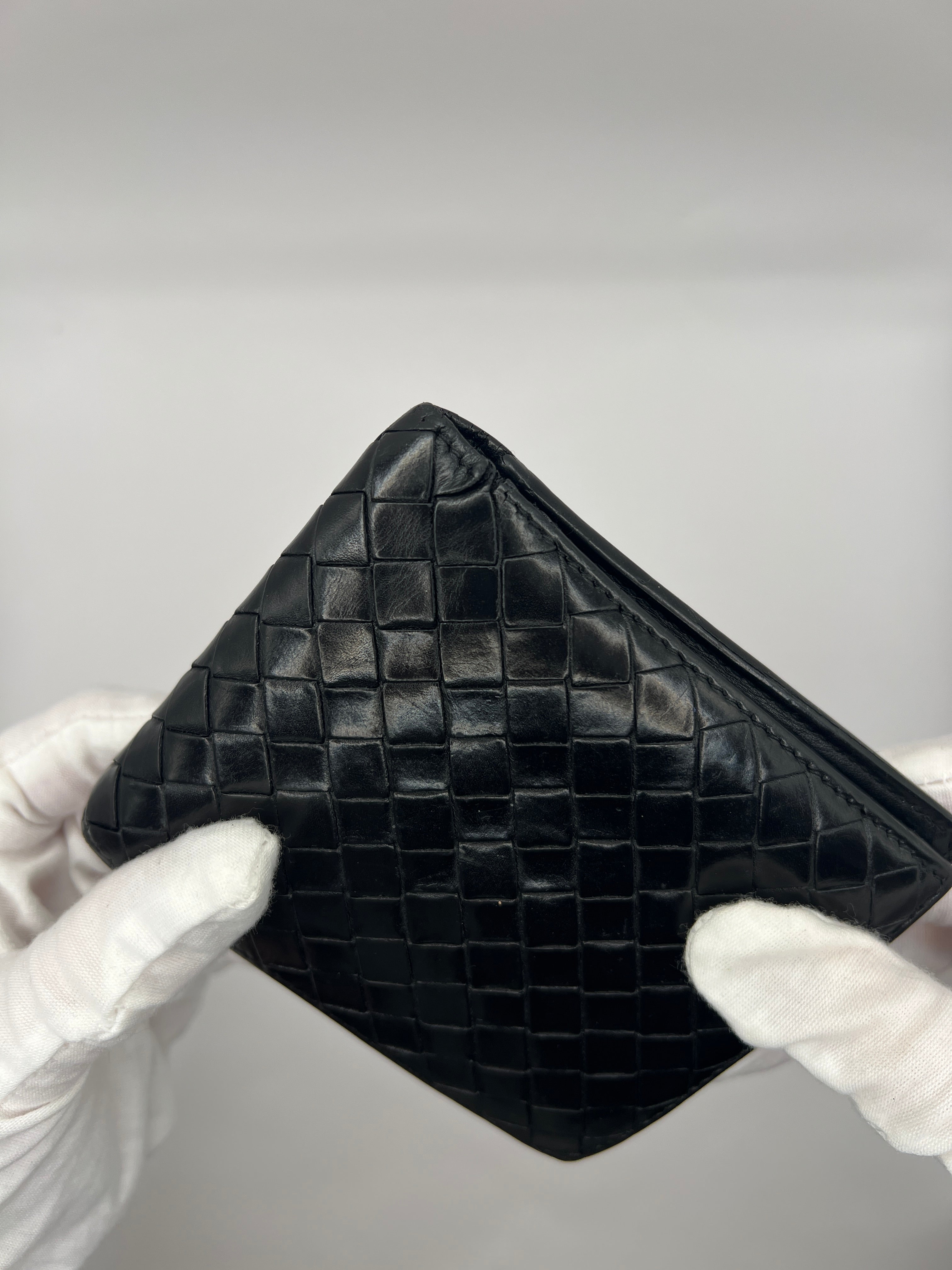 Bottega Veneta Black Intrecciato Bifold Wallet