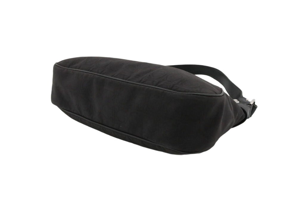 Ferragamo Black Gancini Canvas Shoulder Bag