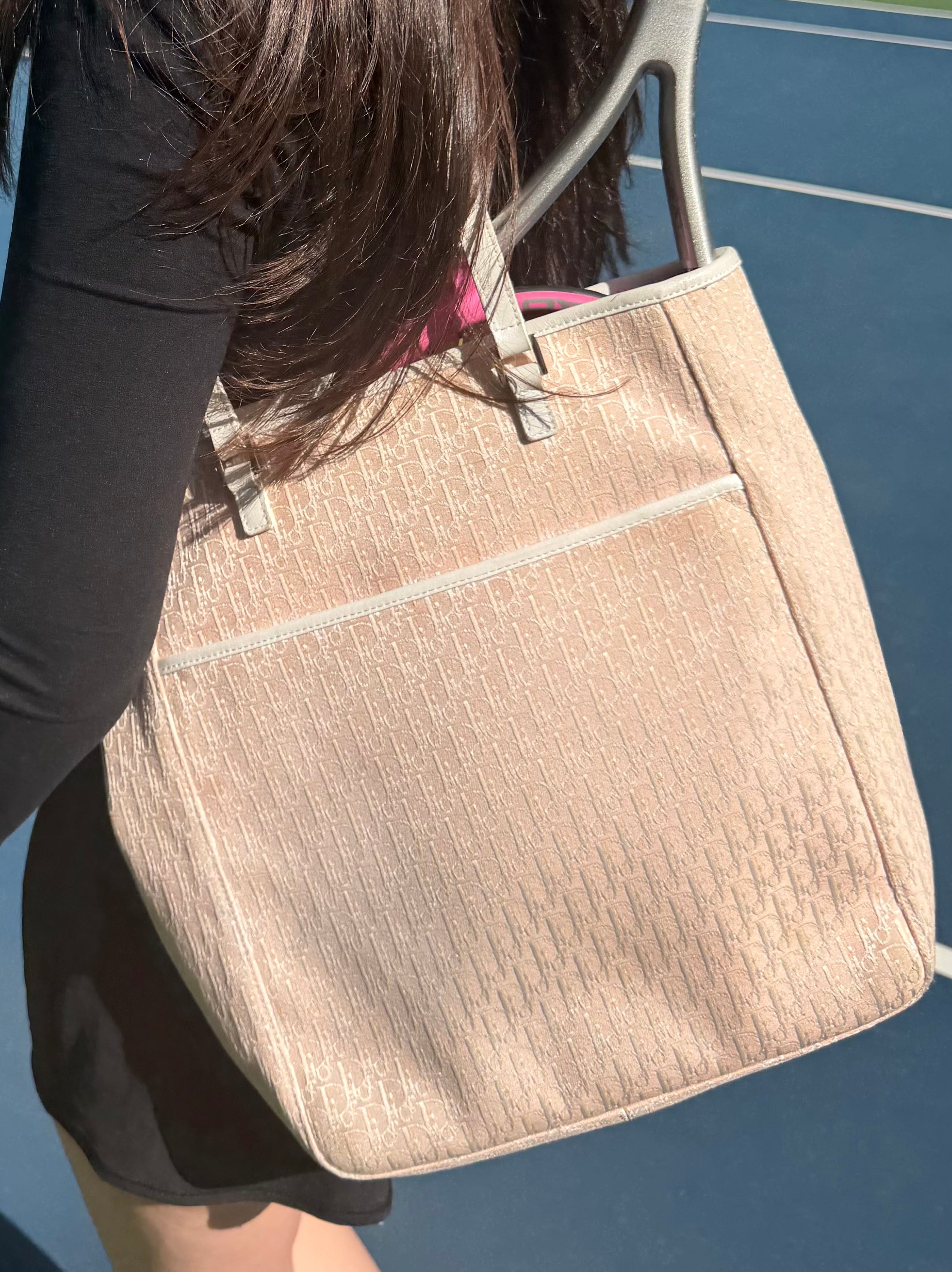 Christian Dior Pink Trotter Canvas Shoulder Tote