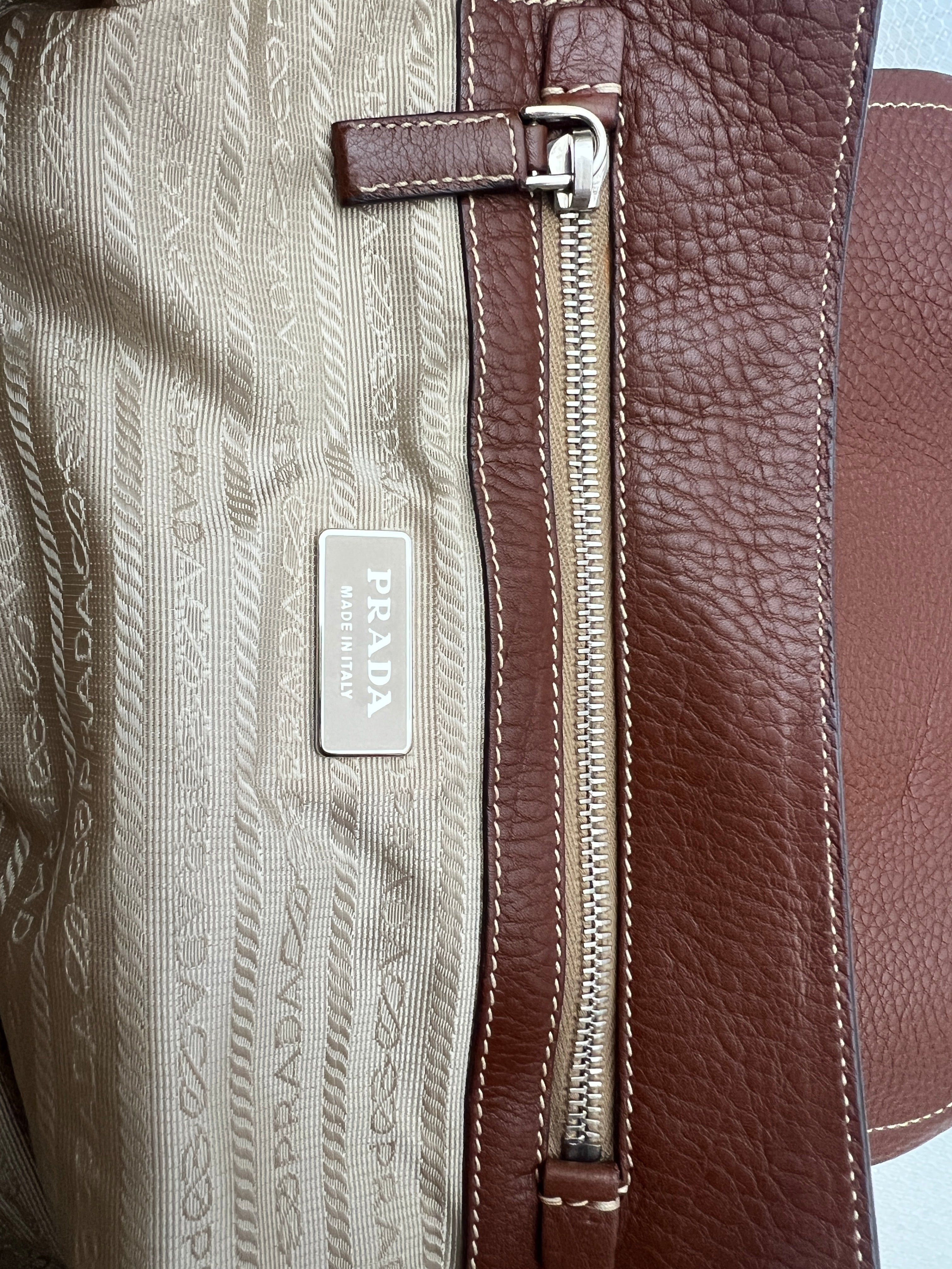 Prada Tessuto Shoulder Bag Brown/Beige