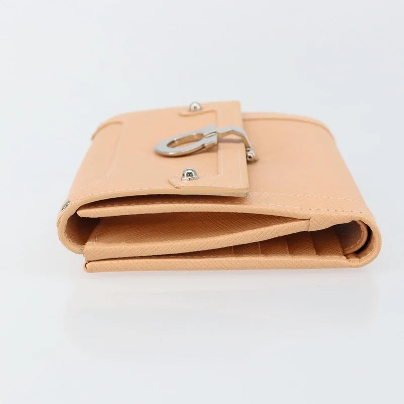 Salvatore Ferragamo Gancini Bifold Wallet Leather Pink Auth 145554