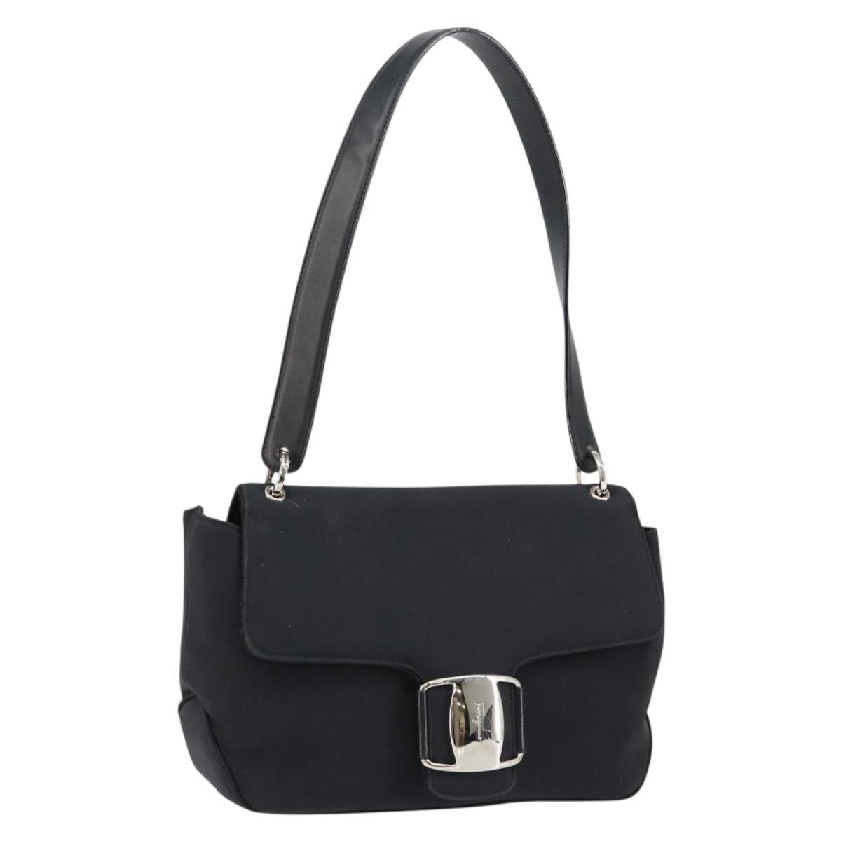 Salvatore Ferragamo Nylon Flap Shoulder Bag Black