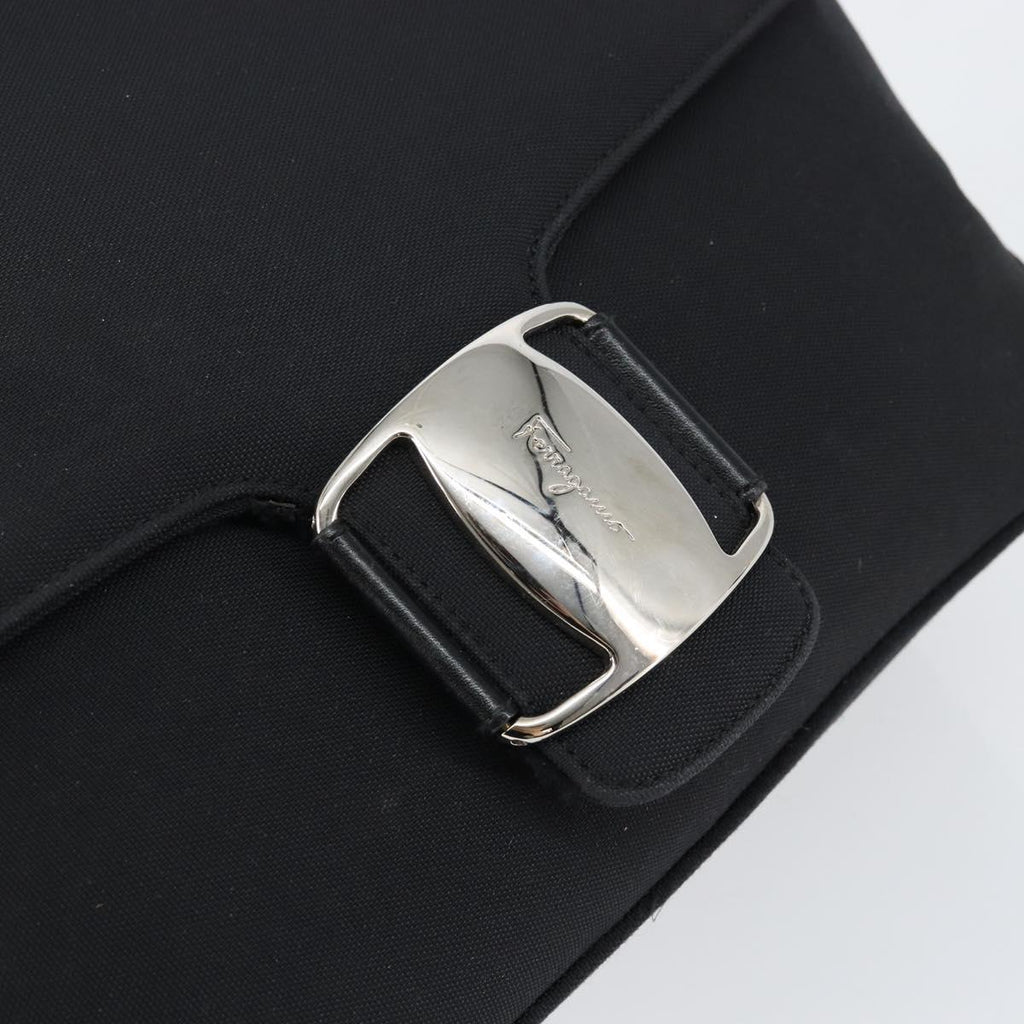 Salvatore Ferragamo Nylon Flap Shoulder Bag Black
