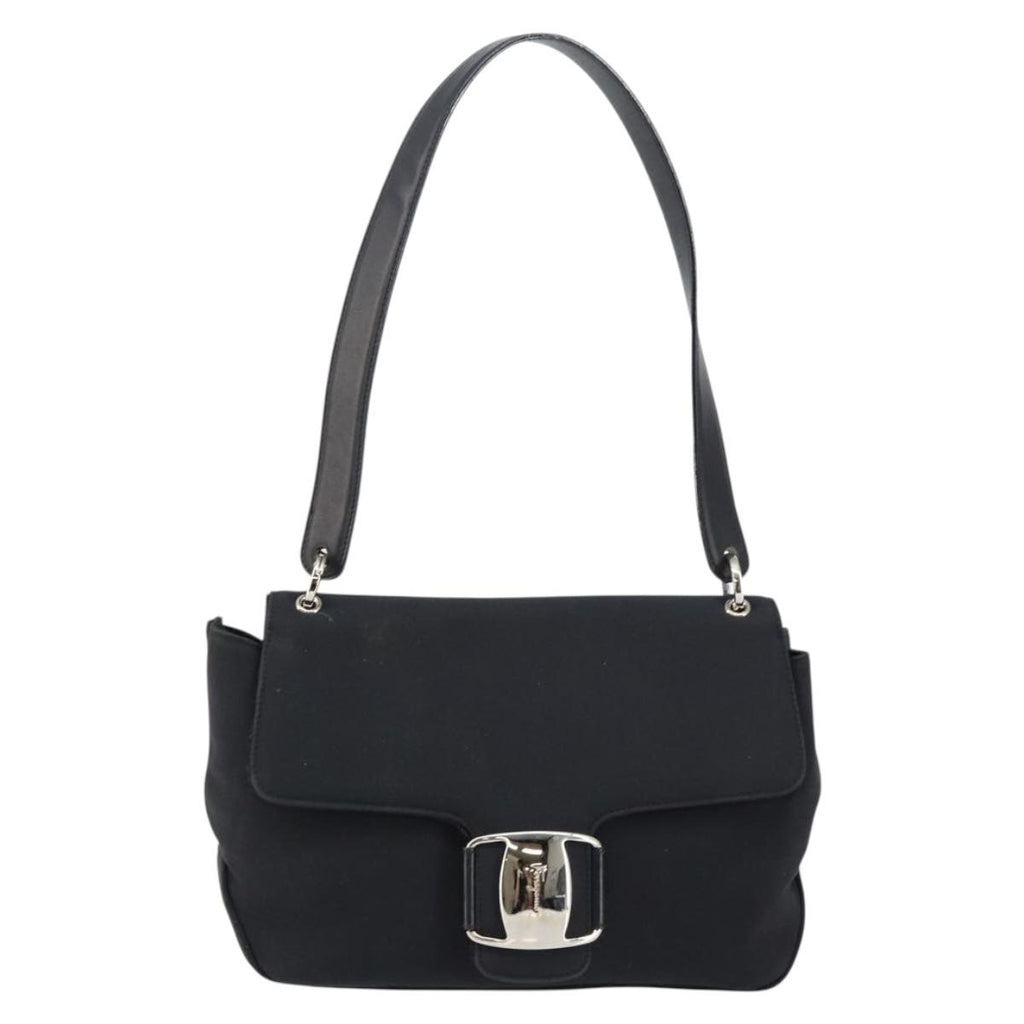 Salvatore Ferragamo Nylon Flap Shoulder Bag Black