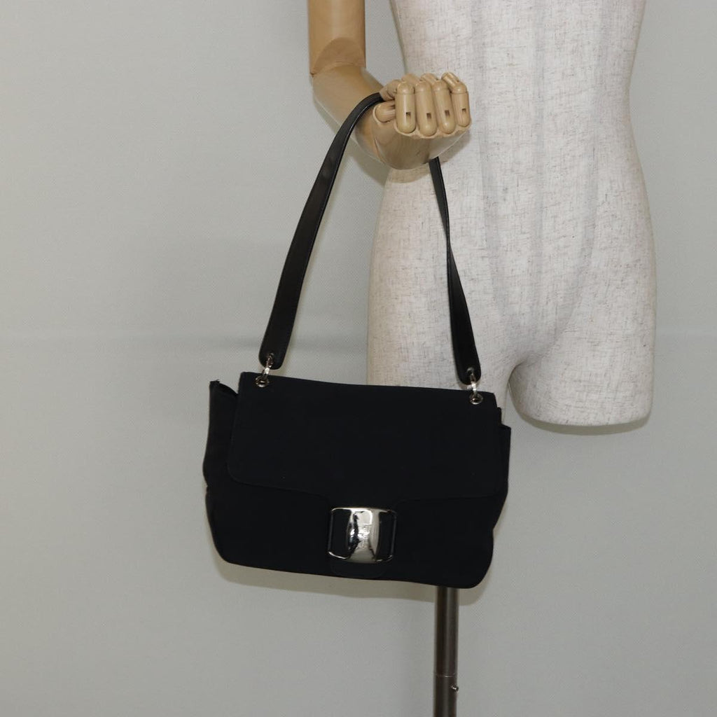 Salvatore Ferragamo Nylon Flap Shoulder Bag Black