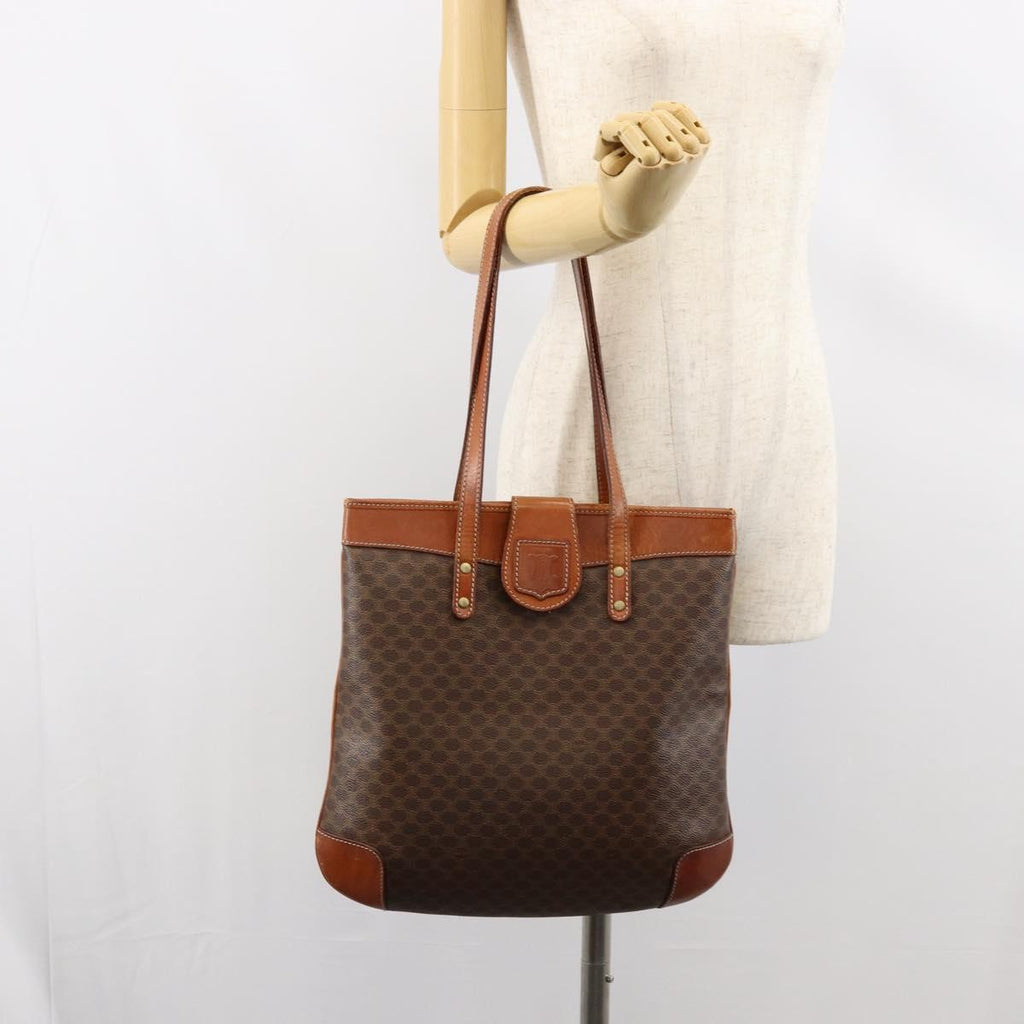Céline Macadam Tote Bag Brown Coated Canvas Vintage