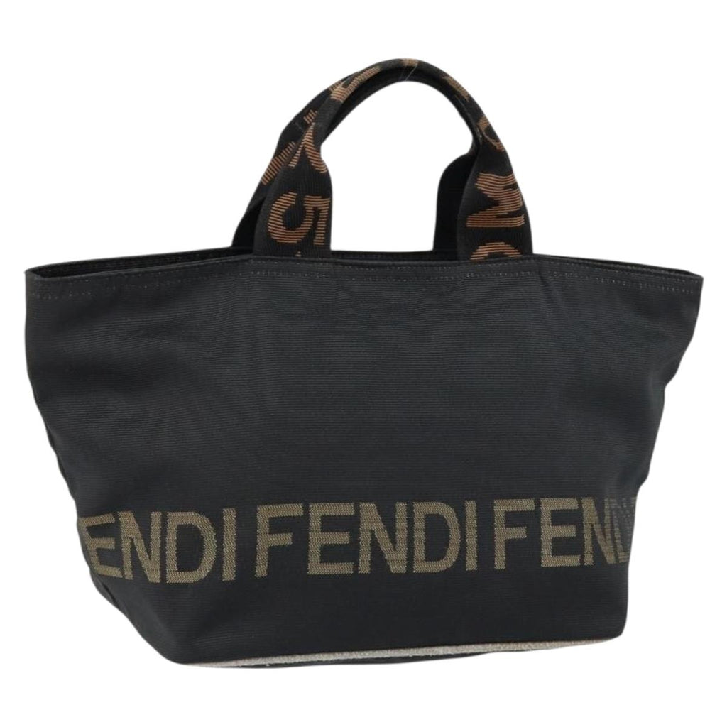 Fendi Roma Logo Canvas Tote | Black &amp; Zucca | Made in Italy | Late 1990s