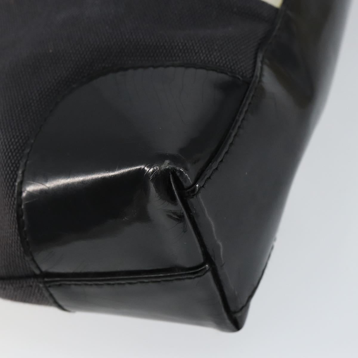 Gucci Canvas Patent Leather Stripe Shoulder Bag Brown Black White