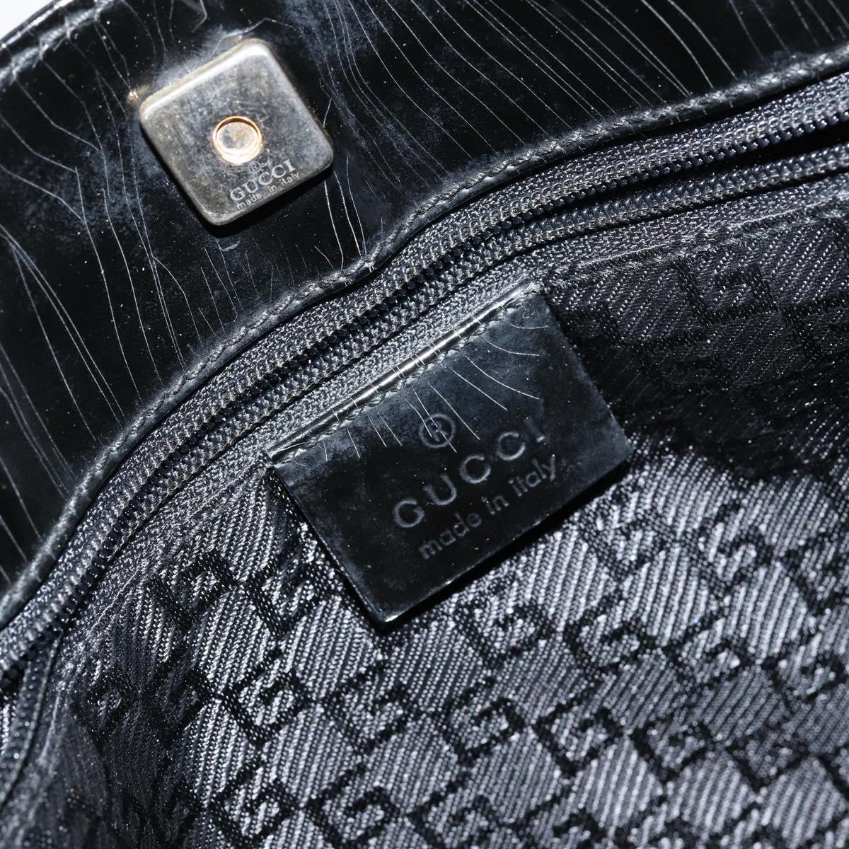 Gucci Canvas Patent Leather Stripe Shoulder Bag Brown Black White