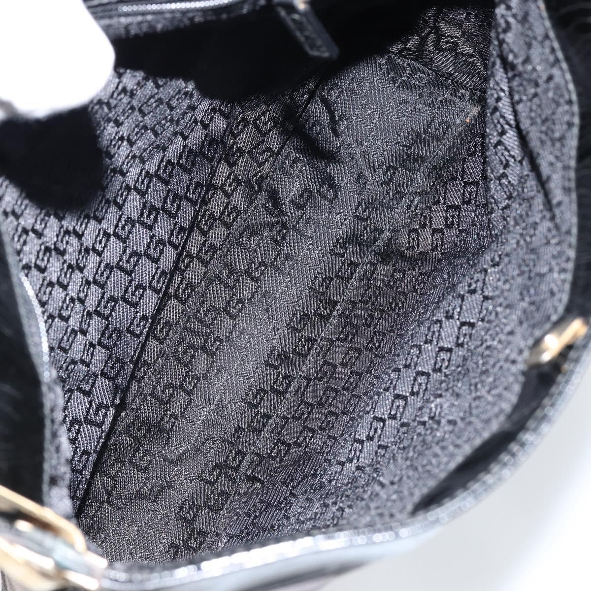 Gucci Canvas Patent Leather Stripe Shoulder Bag Brown Black White
