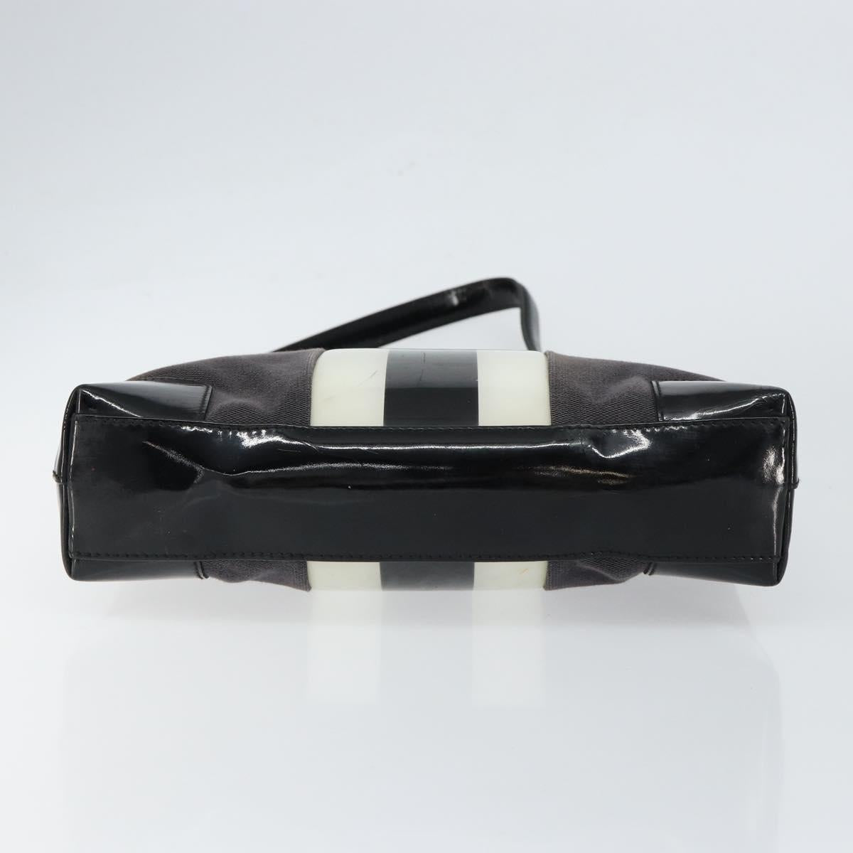 Gucci Canvas Patent Leather Stripe Shoulder Bag Brown Black White