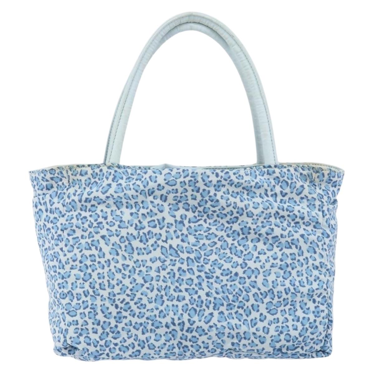 Bottega Veneta Blue Leopard Print Canvas Tote — Vintage Early 2000