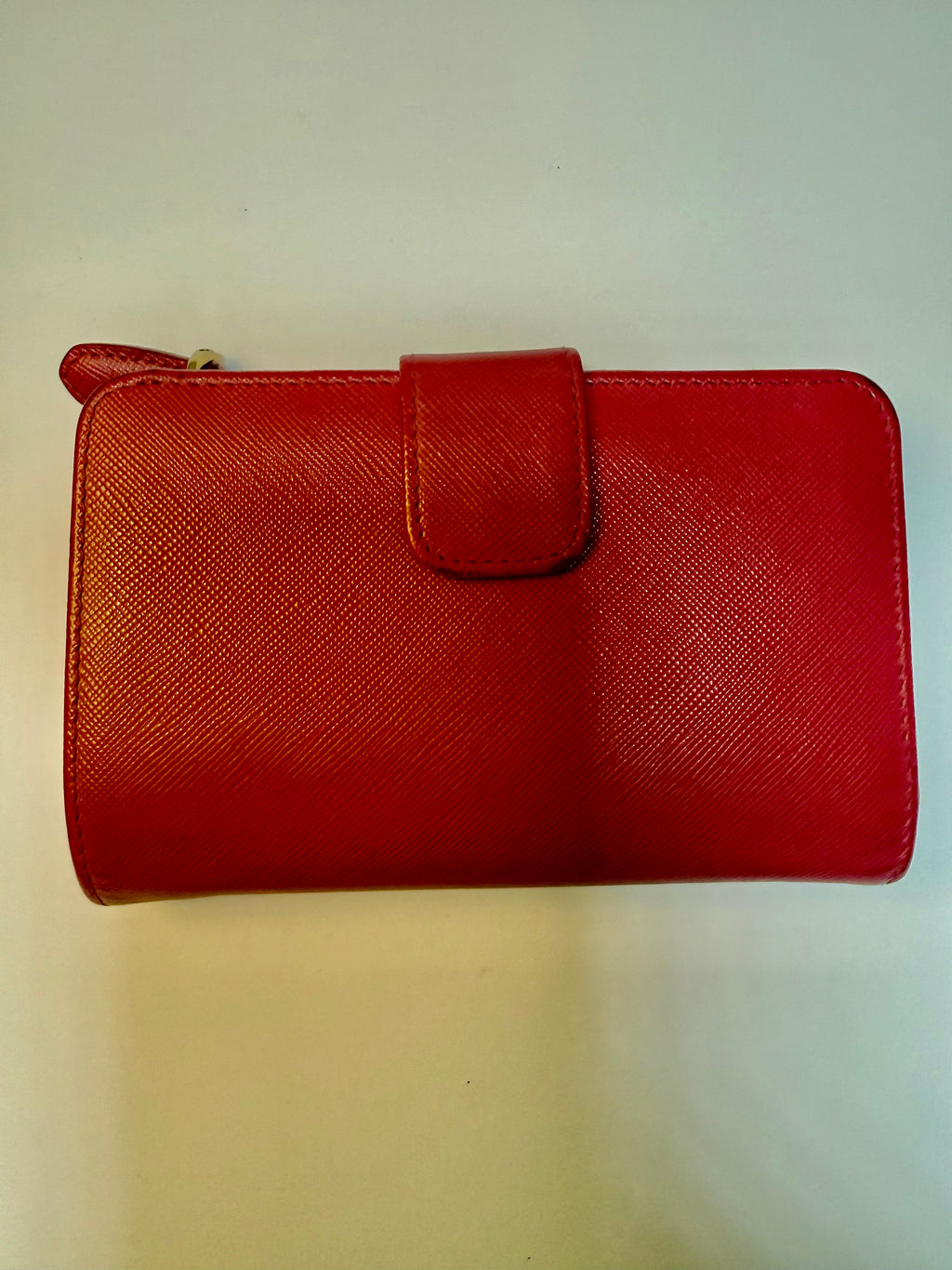 Prada Saffiano Metal Wallet in Peonia (Pink-Red)