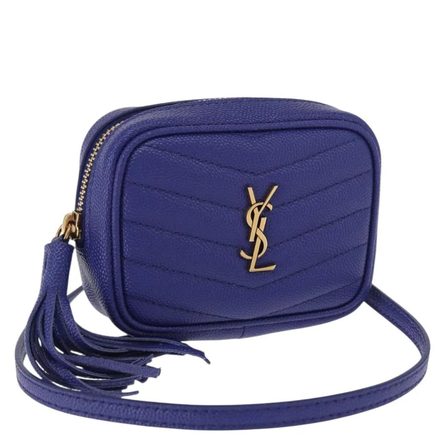 Saint Laurent Monogram Baby Lou Grain de Poudre Crossbody Bag – Cobalt Chevron