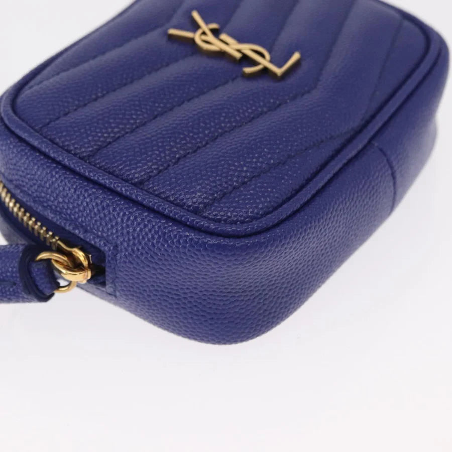 Saint Laurent Monogram Baby Lou Grain de Poudre Crossbody Bag – Cobalt Chevron