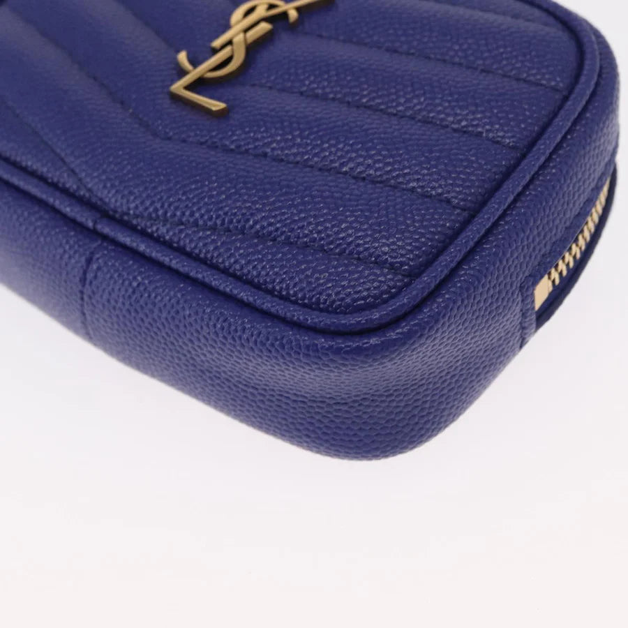 Saint Laurent Monogram Baby Lou Grain de Poudre Crossbody Bag – Cobalt Chevron