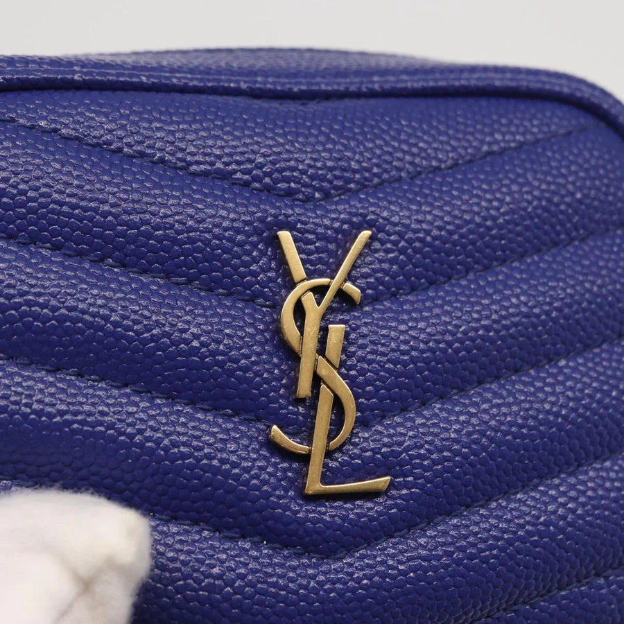 Saint Laurent Monogram Baby Lou Grain de Poudre Crossbody Bag – Cobalt Chevron