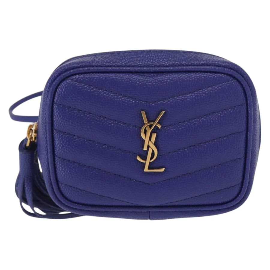 Saint Laurent Monogram Baby Lou Grain de Poudre Crossbody Bag – Cobalt Chevron
