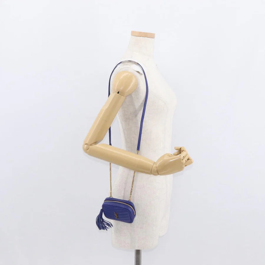 Saint Laurent Monogram Baby Lou Grain de Poudre Crossbody Bag – Cobalt Chevron
