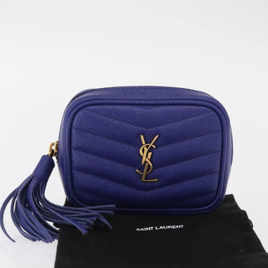 Saint Laurent Monogram Baby Lou Grain de Poudre Crossbody Bag – Cobalt Chevron