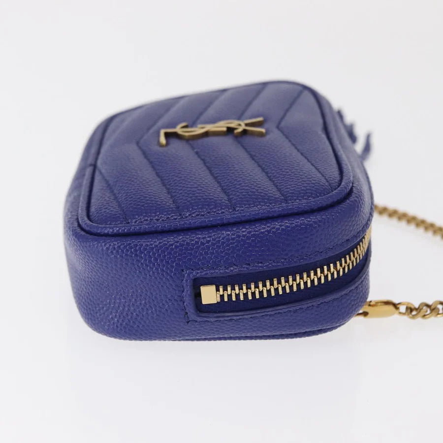 Saint Laurent Monogram Baby Lou Grain de Poudre Crossbody Bag – Cobalt Chevron