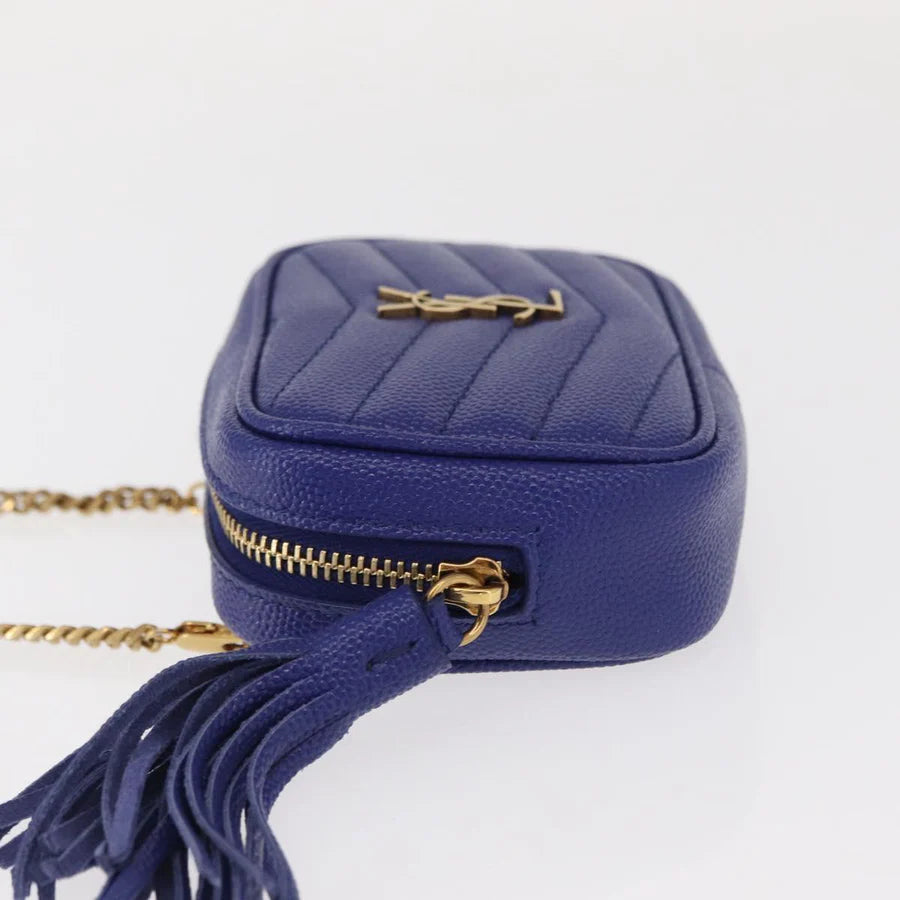 Saint Laurent Monogram Baby Lou Grain de Poudre Crossbody Bag – Cobalt Chevron