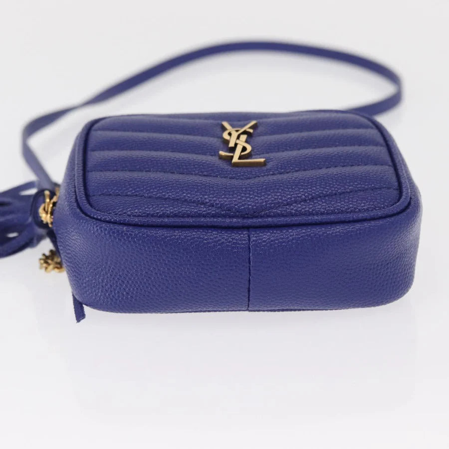 Saint Laurent Monogram Baby Lou Grain de Poudre Crossbody Bag – Cobalt Chevron