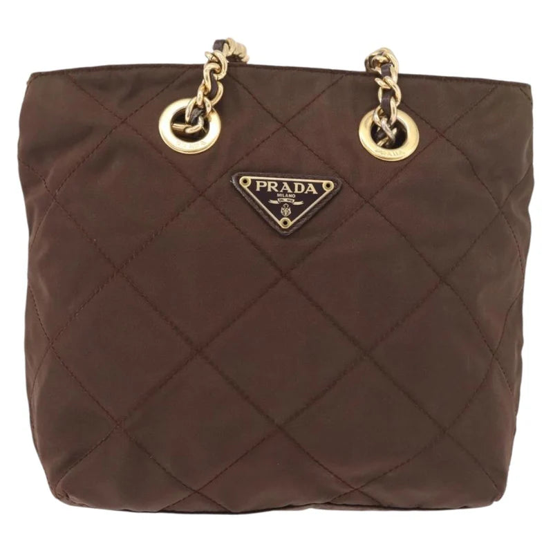 Prada Tessuto Quilted Nylon Tote — Brown