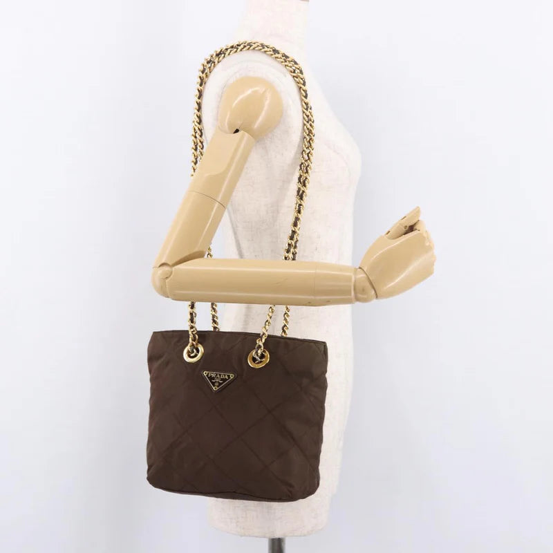 Prada Tessuto Quilted Nylon Tote — Brown