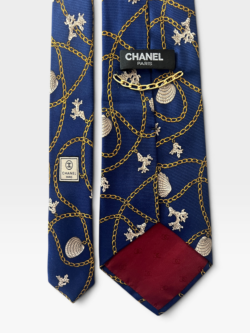 Chanel Vintage Nautical Print Silk Tie – Navy