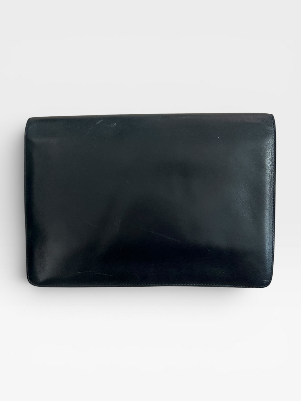 Vintage Yves Saint Laurent Black Leather Envelope Clutch