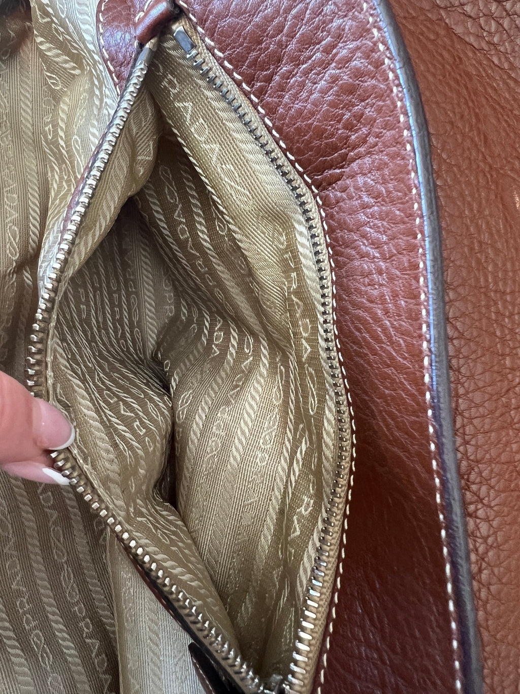 Prada Tessuto Shoulder Bag Brown/Beige