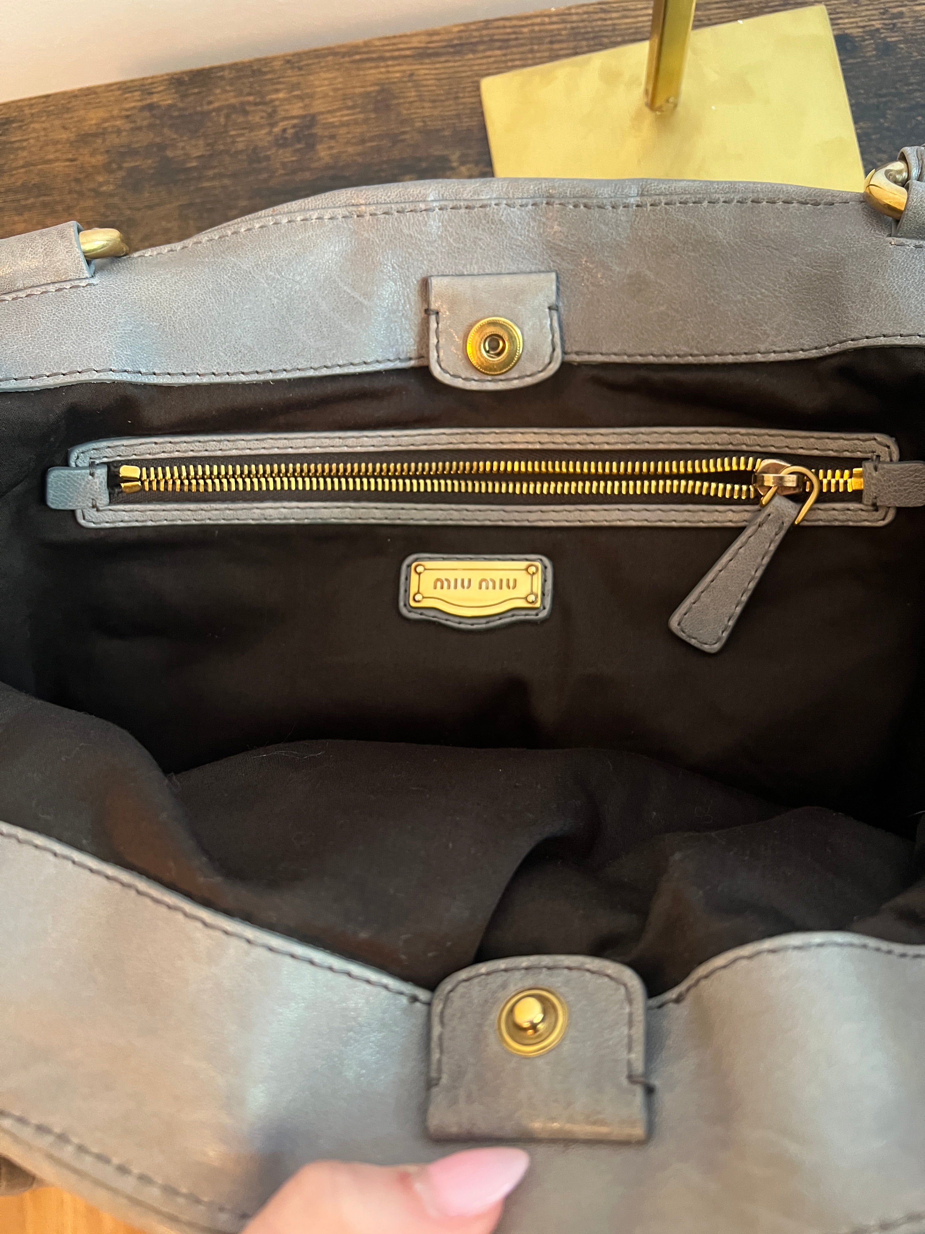 Miu Miu Grey Matelassé Leather Shoulder Bag