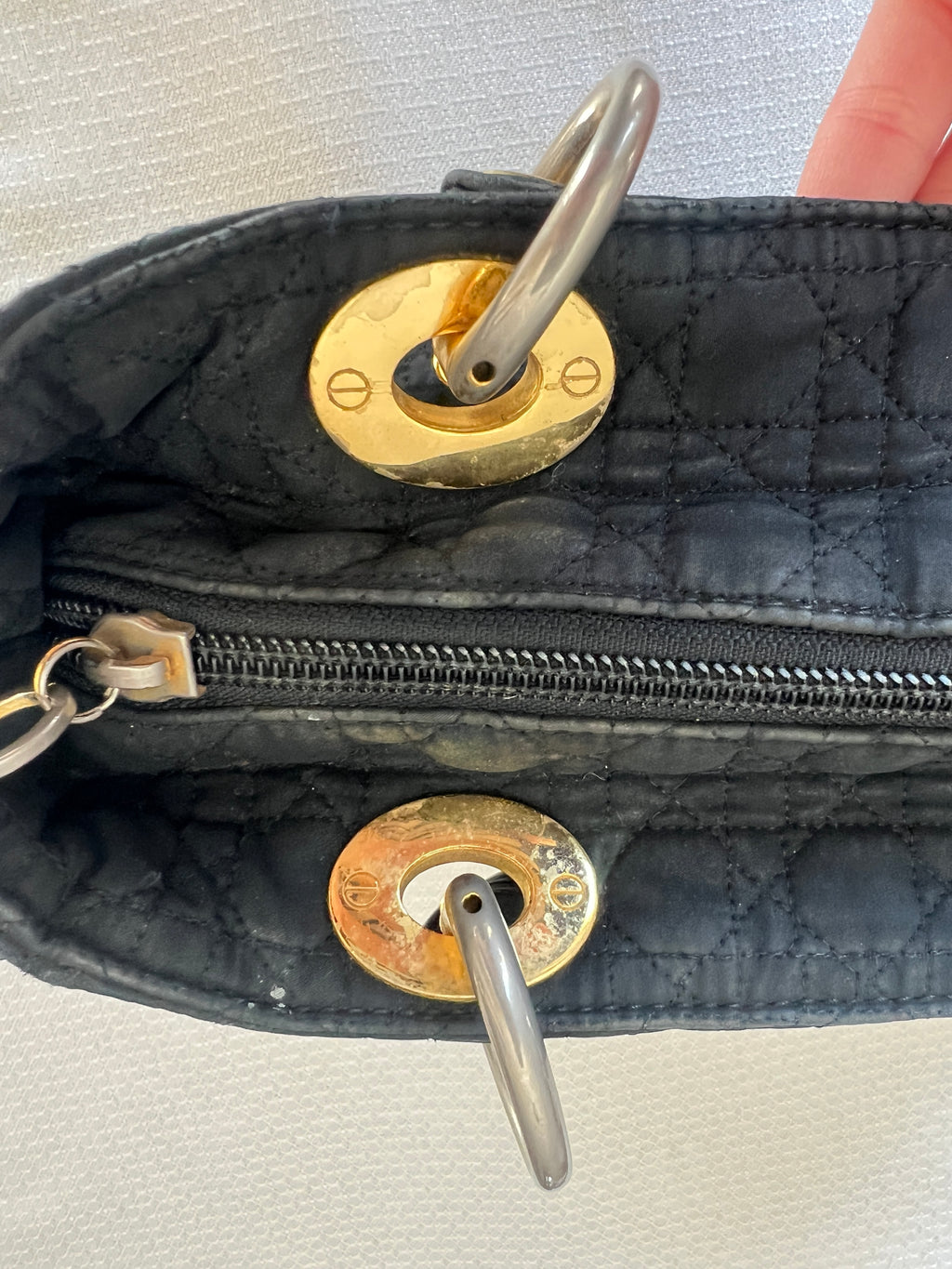 Christian Dior Canage Hand Bag Nylon Black