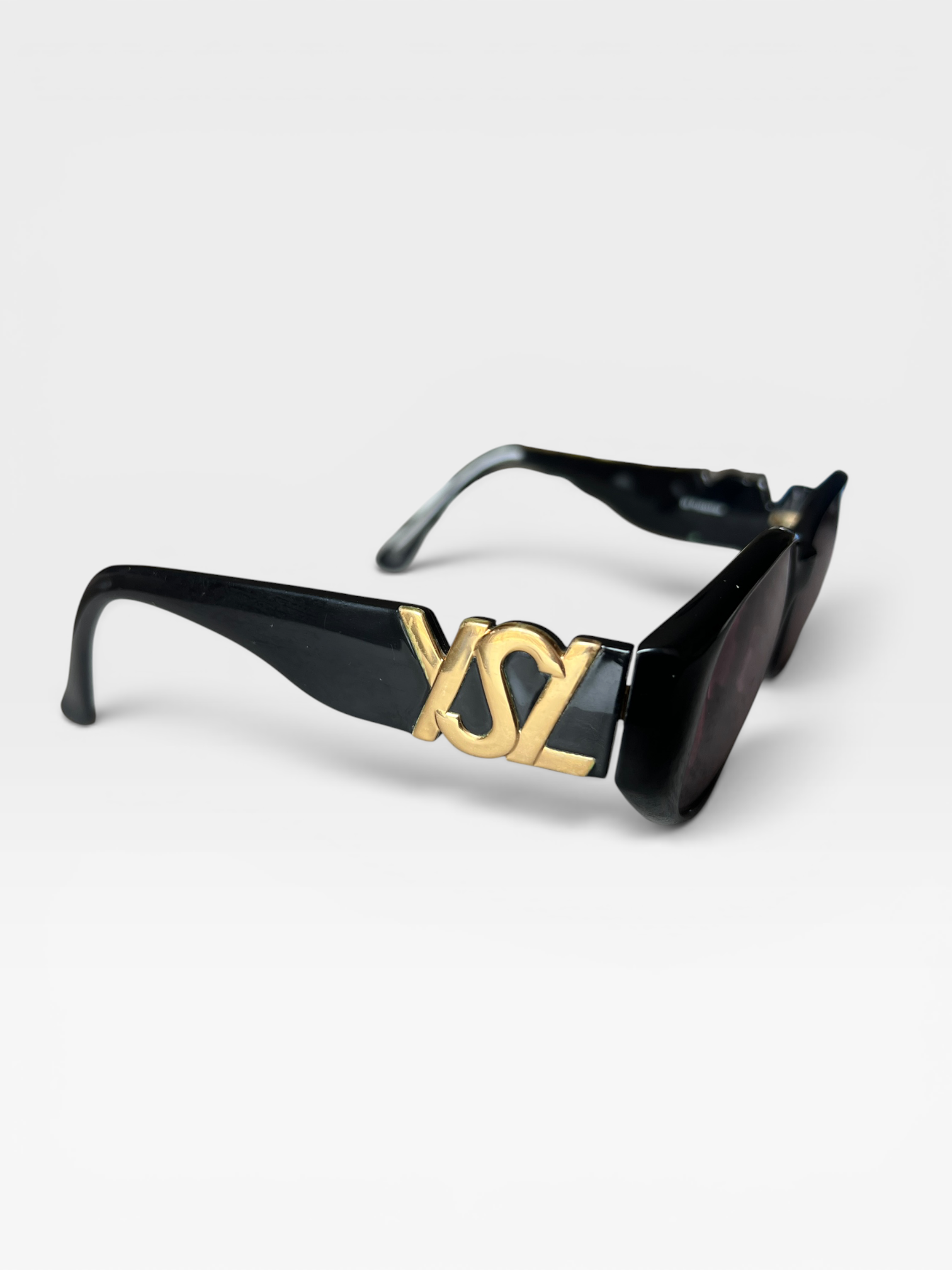 Yves Saint Laurent YSL Logo Oval Sunglasses – Black