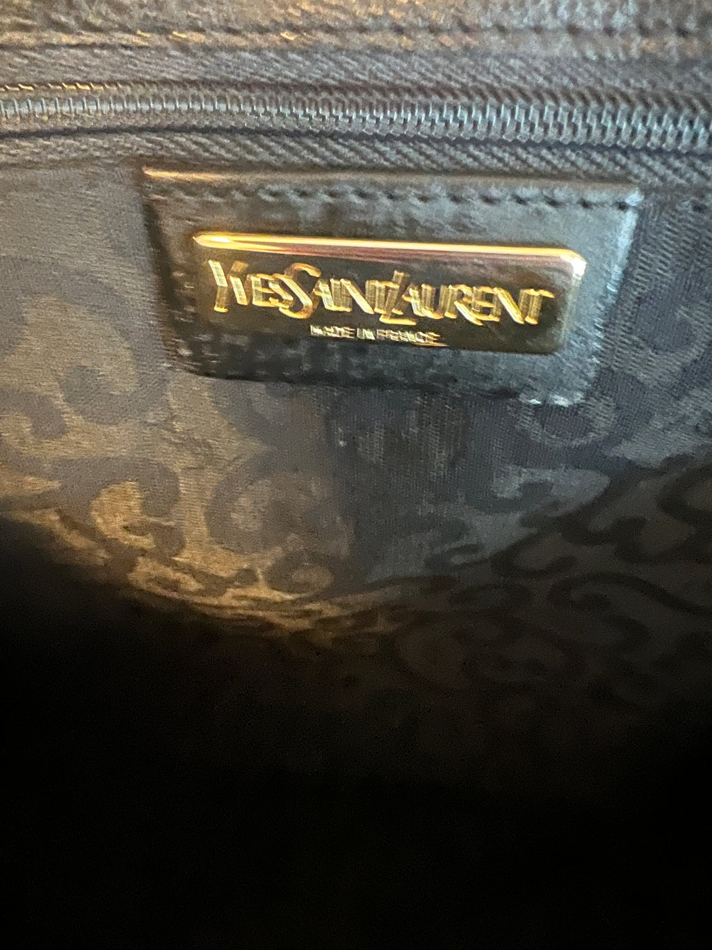 Vintage Yves Saint Laurent Embossed Leather Top Handle Bag – Black