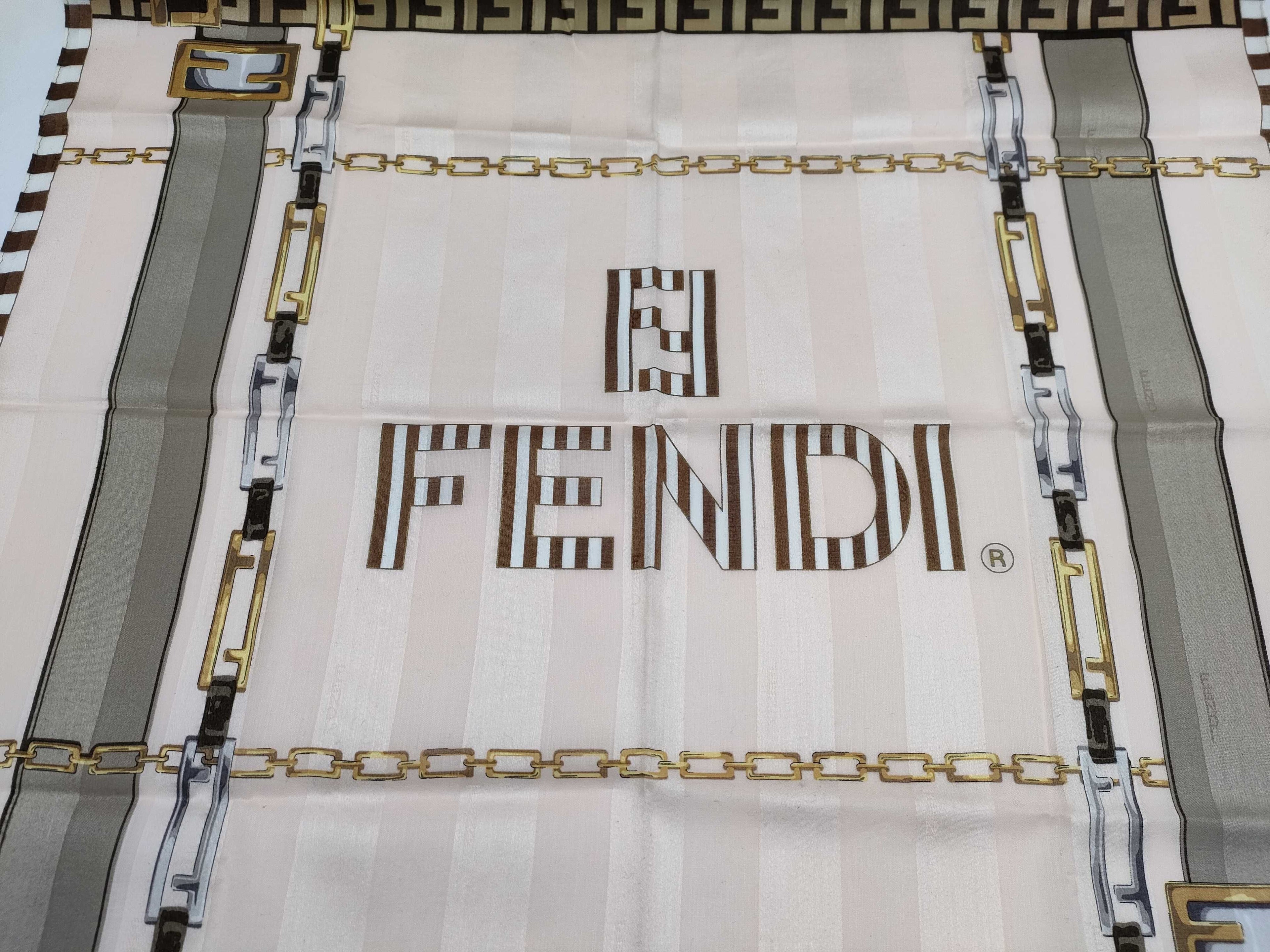 Vintage Fendi FF Zucca Monogram Handkerchief Set of 2 — 22” × 22”
