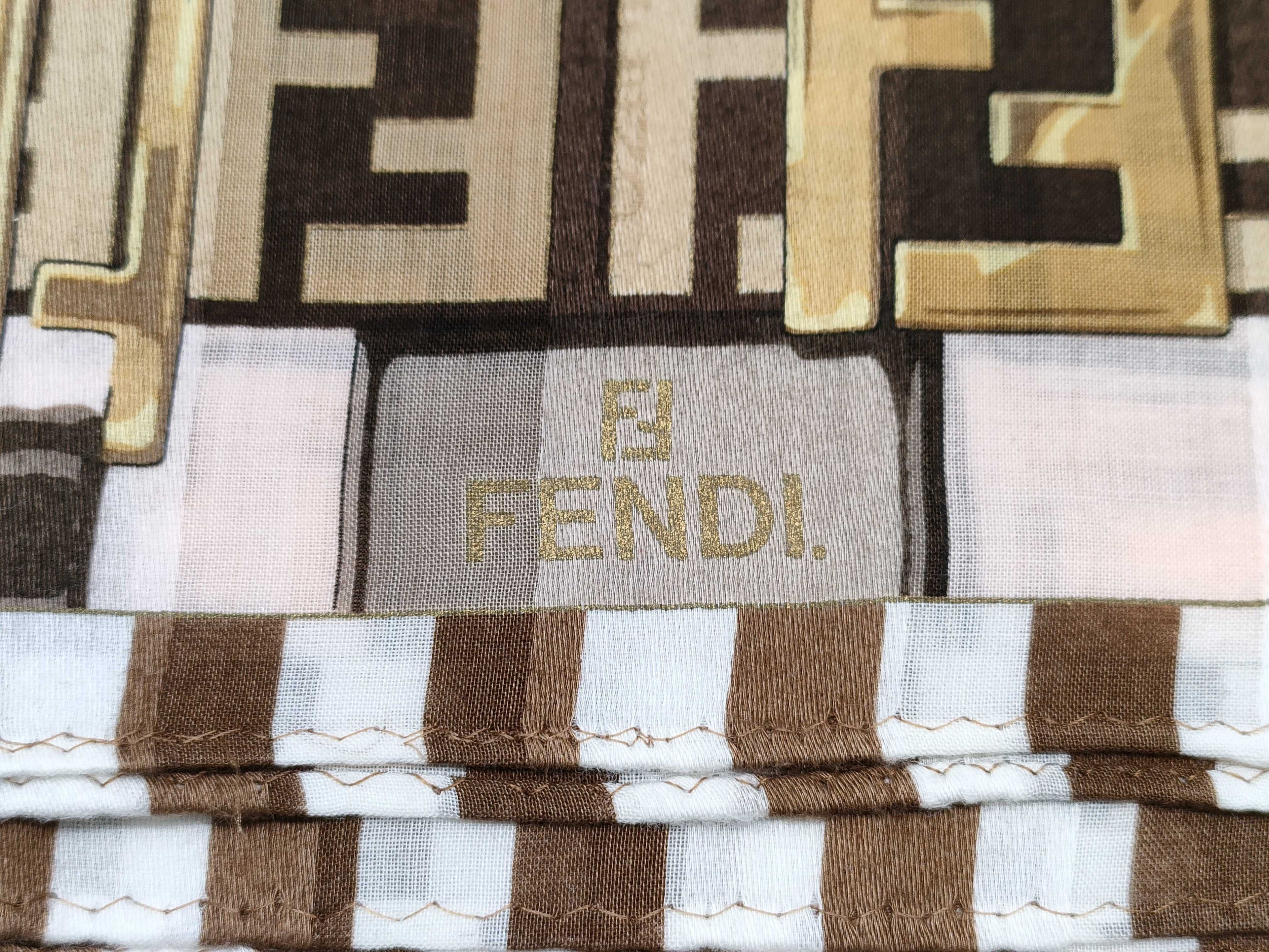 Vintage Fendi FF Zucca Monogram Handkerchief Set of 2 — 22” × 22”