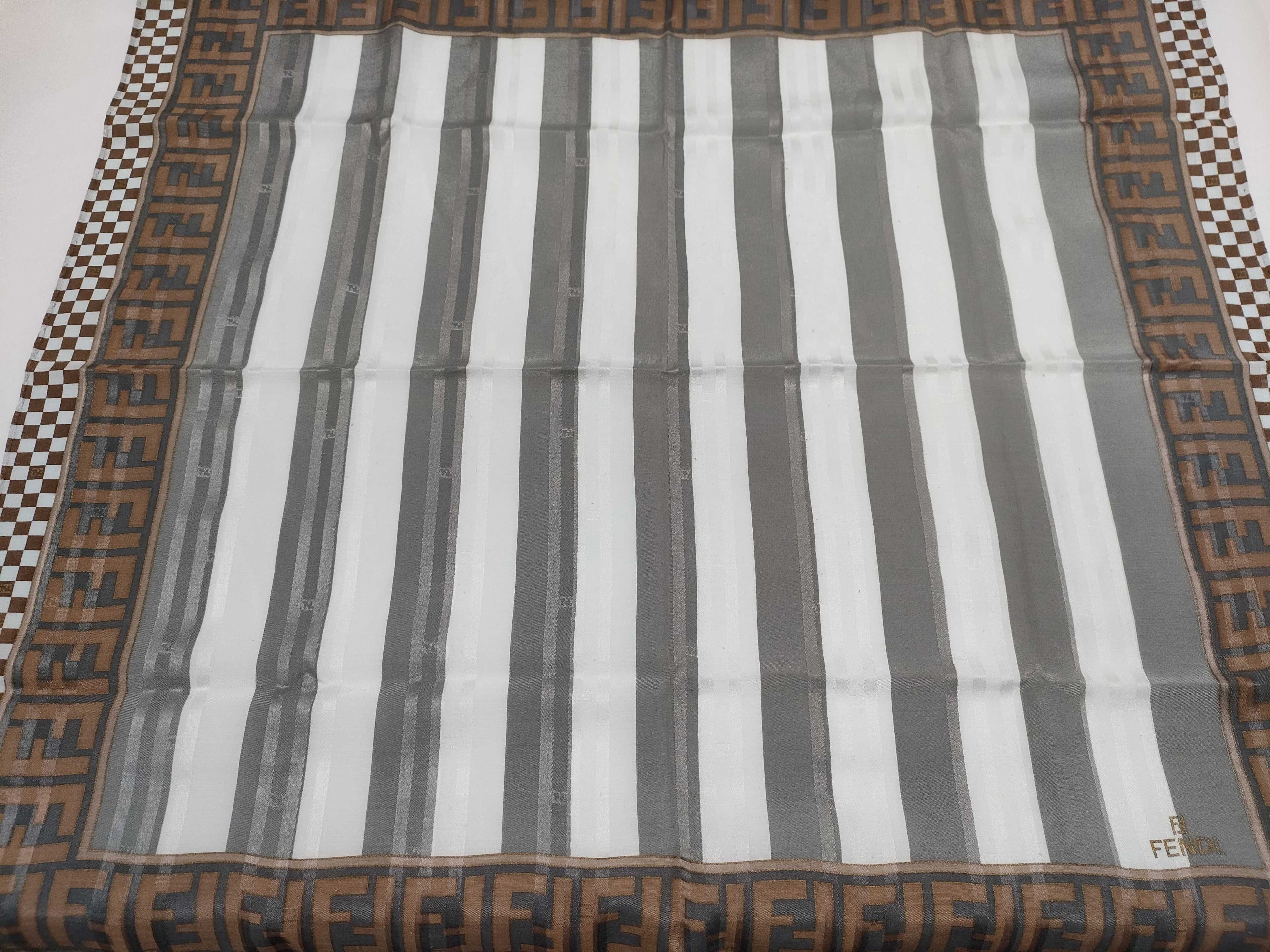 Vintage Fendi FF Zucca Monogram Handkerchief Set of 2 — 22” × 22”